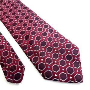 XMI Red‎ Purple Woven Geometric Silk Tie